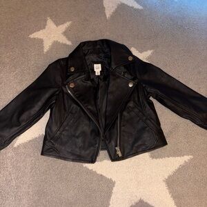 GAP Black Faux Leather Biker Jacket